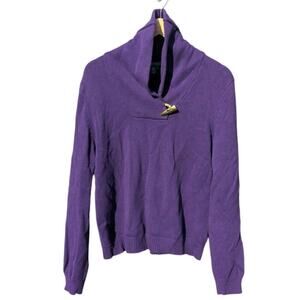 Royal purple Lauren Ralph Lauren mock neck sweater cotton preppy professional L